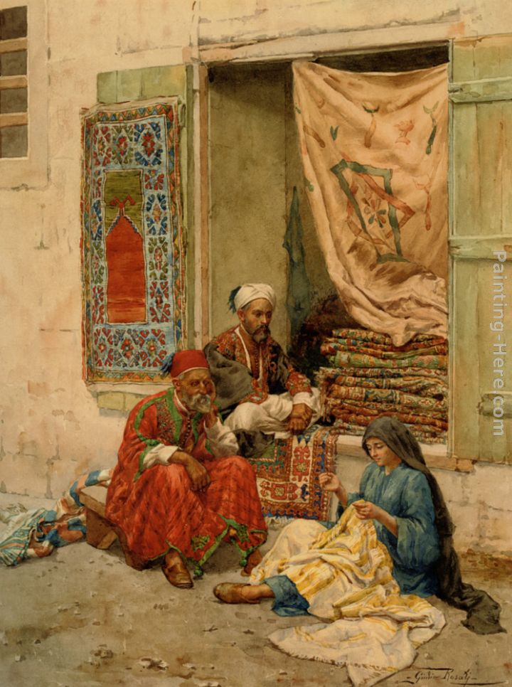The Carpet Seller painting - Giulio Rosati The Carpet Seller art painting